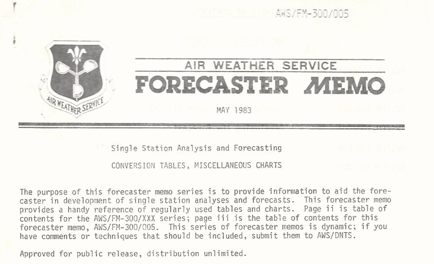 AWS Forecaster Memo 300-005